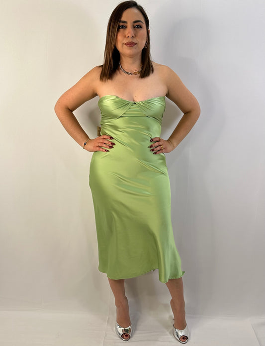 VESTIDO GREEN SATIN